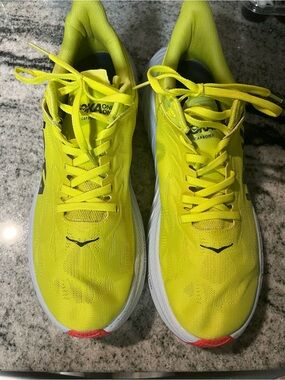 Hoka Men’s Carbon X Running Shoes — Neon Yellow with White Sole 10D